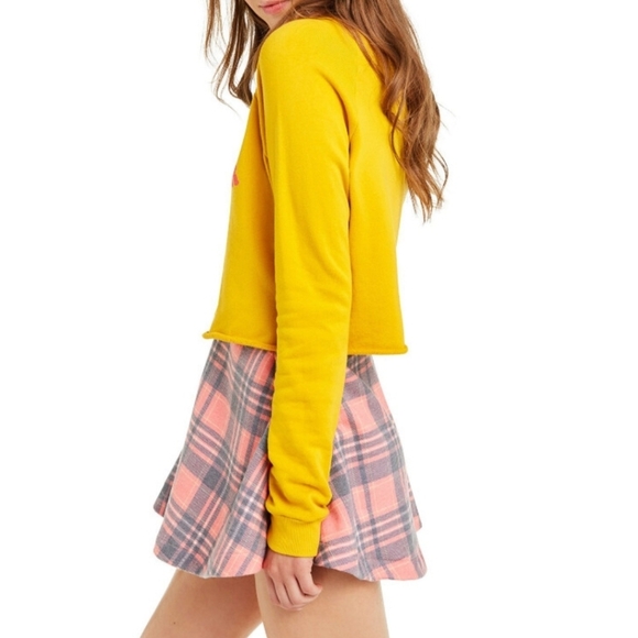 WILDFOX Womens Sweatshirt Such A Bummer Relaxed Yellow SAMPLE - Picture 3 of 9